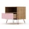 Manhattan Comfort Rockefeller Nightstand 1.0 in Nature and Rose Pink, PK2 2-101GMC6 - alternate 2